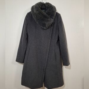 NWOT RALPH LAUREN  Charcoal Trench Coat with Plush Fur Collar
